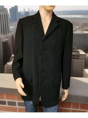 VESTIMENTA, ITALY Black Ribbed Wool Men’s Coat Jacket Size 30 #WM1